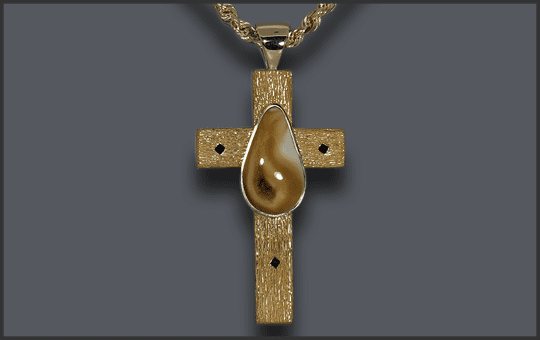 Rugged Cross with bull elk ivory