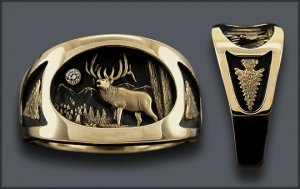 Men's Bull Elk Ring with Arrowhead on sides