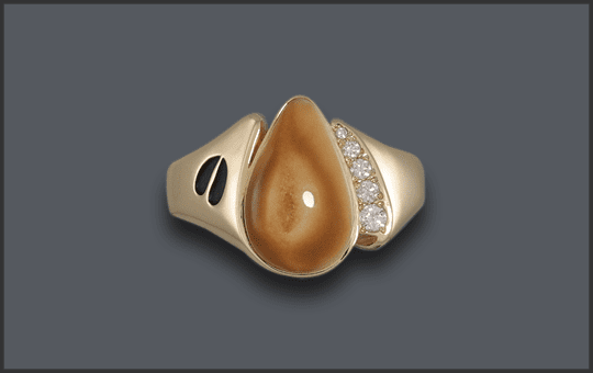 Women's Elk Ivory Ring with Diamonds and Elk Track