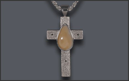 Silver Elk Ivory Rugged Cross Pendant